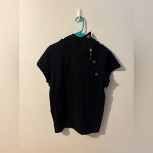 The Lees Shop Black Short Sleeve Top with Button Accents Size XXL